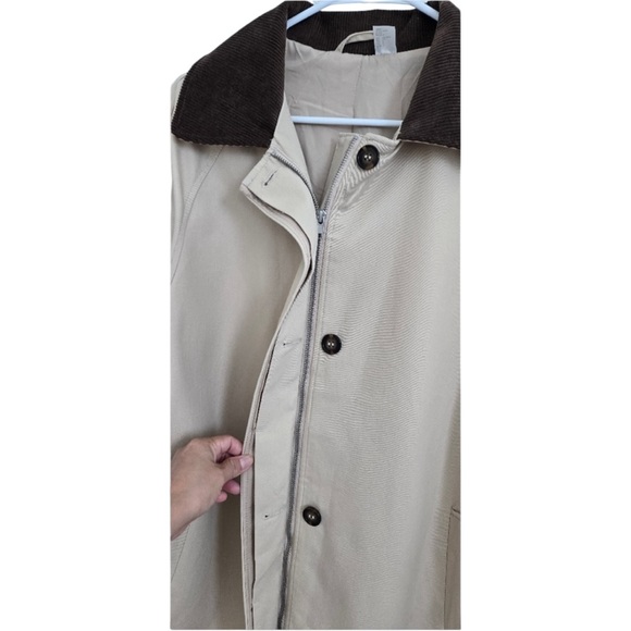 H&M Long Canvas Twill Chore Barn Jacket Tan Brown size XL - Picture 9 of 11